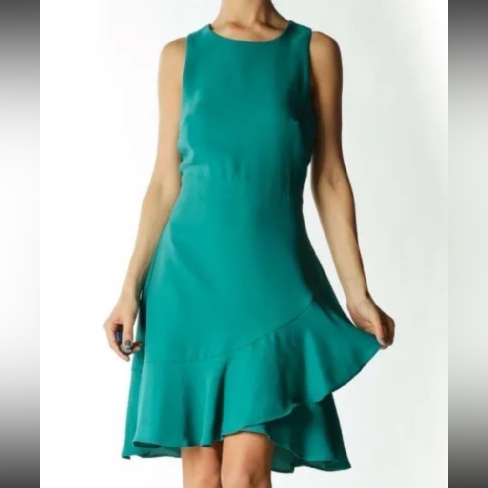 Banana Republic Women’s Sleeveless Green Ruffle Short Mini Dress size Petite 6